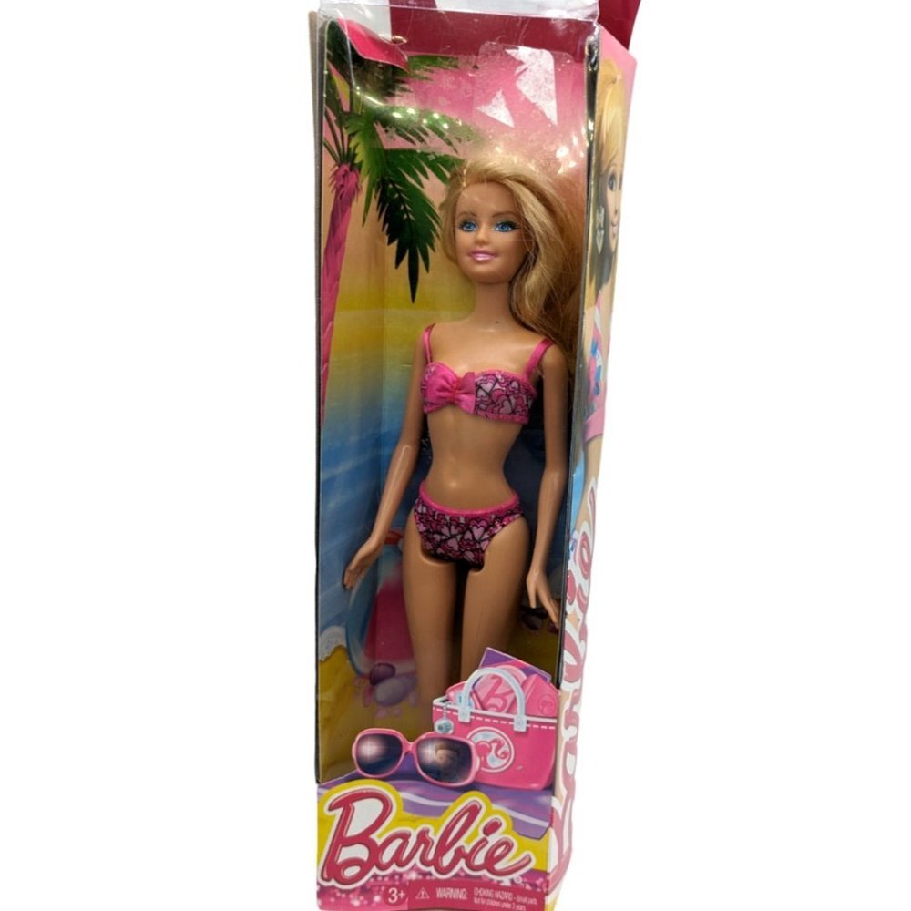 2013 BARBIE - BCN23 - ORIGINAL BOX-Pink Swimsuit Bikini Blonde READ